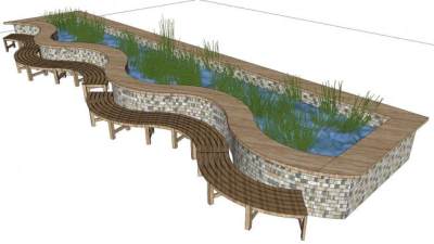 园林景观长椅su模型下载_sketchup草图大师SKP模型