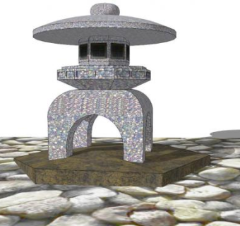 日式庭院灯su模型下载_sketchup草图大师SKP模型