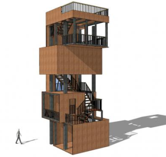 现代景观塔su模型下载_sketchup草图大师SKP模型