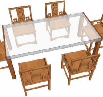 中式会议桌su模型下载_sketchup草图大师SKP模型
