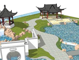 新中式公园su模型下载_sketchup草图大师SKP模型