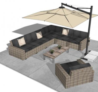 户外休息桌椅su模型下载_sketchup草图大师SKP模型