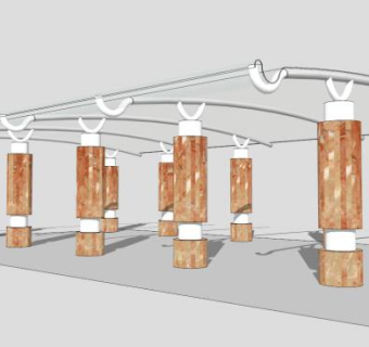 地下车库玻璃雨棚su模型下载_sketchup草图大师SKP模型