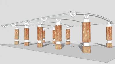 地下车库玻璃雨棚su模型下载_sketchup草图大师SKP模型