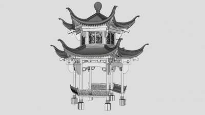 古建六角亭su模型下载_sketchup草图大师SKP模型