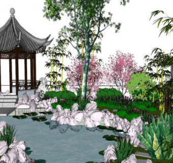 园林景观设计su模型下载_sketchup草图大师SKP模型