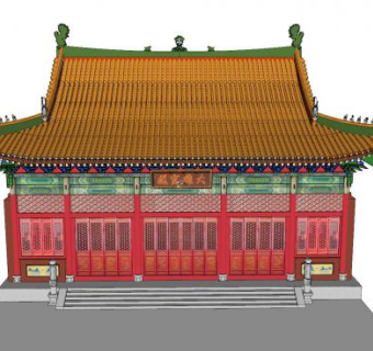 大雄宝殿寺庙SU模型下载_sketchup草图大师SKP模型
