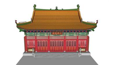 大雄宝殿寺庙SU模型下载_sketchup草图大师SKP模型