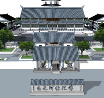 南禅寺寺庙建筑SU模型下载_sketchup草图大师SKP模型