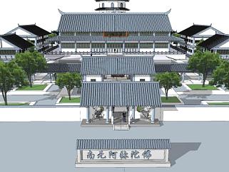 南禅寺寺庙建筑SU模型下载_sketchup草图大师SKP模型