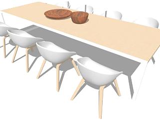 现代餐厅桌子su模型下载_sketchup草图大师SKP模型