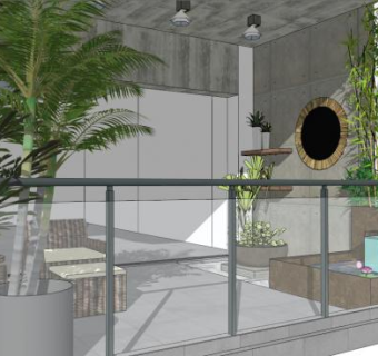 玻璃围栏su模型下载_sketchup草图大师SKP模型