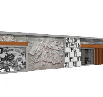 文化景墙su模型下载_sketchup草图大师SKP模型