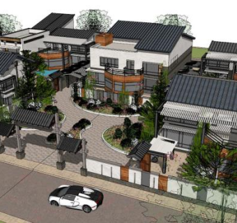 新中式会所su模型下载_sketchup草图大师SKP模型