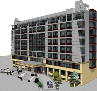 现代中式办公楼su模型下载_sketchup草图大师SKP模型