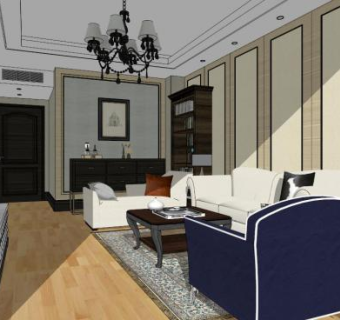 酒店客房场景su模型下载_sketchup草图大师SKP模型