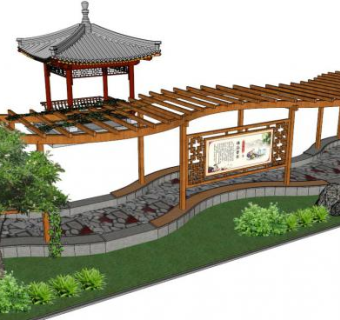 城市景观长廊su模型下载_sketchup草图大师SKP模型