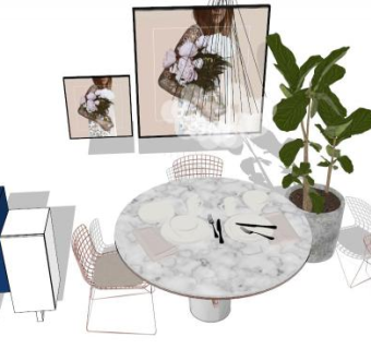 餐厅家具su模型下载_sketchup草图大师SKP模型