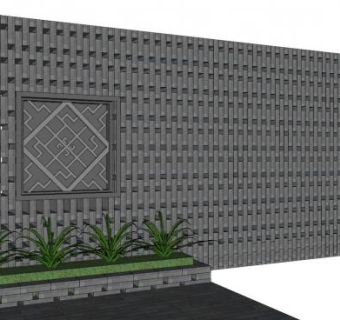 青砖镂空围墙su模型下载_sketchup草图大师SKP模型