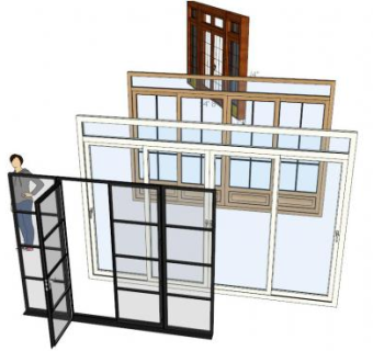 办公室玻璃门su模型下载_sketchup草图大师SKP模型