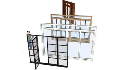 办公室玻璃门su模型下载_sketchup草图大师SKP模型