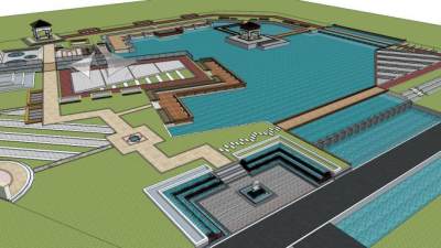 滨水景观设计su模型下载_sketchup草图大师SKP模型