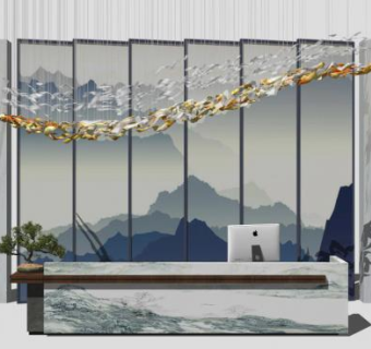 中式餐厅前台su模型下载_sketchup草图大师SKP模型