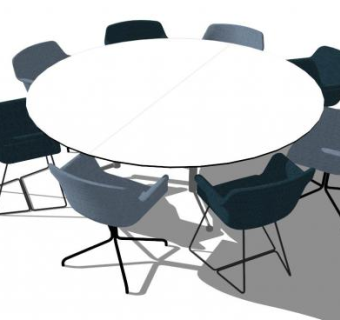 圆形会议桌su模型下载_sketchup草图大师SKP模型