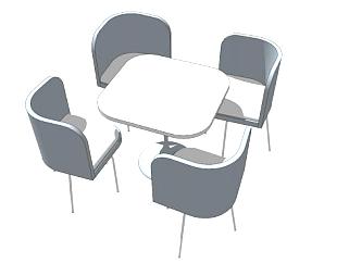 木质咖啡桌椅su模型下载_sketchup草图大师SKP模型