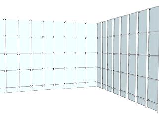 <em>钢结构</em>玻璃幕墙su模型下载_sketchup草图大师SKP模型