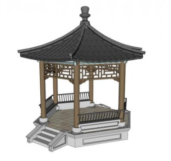 六角景观亭su模型下载_sketchup草图大师SKP模型