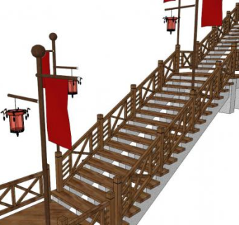 新中式楼梯su模型下载_sketchup草图大师SKP模型