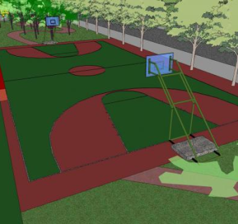 现代公园球场建筑SU模型下载_sketchup草图大师SKP模型
