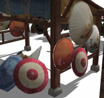 古代油纸伞su模型下载_sketchup草图大师SKP模型