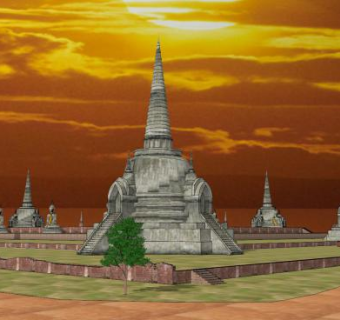 东南亚佛寺建筑SU模型下载_sketchup草图大师SKP模型