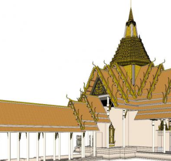 东南亚寺庙建筑SU模型下载_sketchup草图大师SKP模型