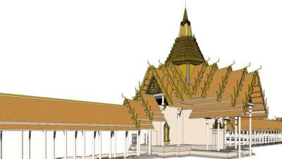 东南亚寺庙建筑SU模型下载_sketchup草图大师SKP模型