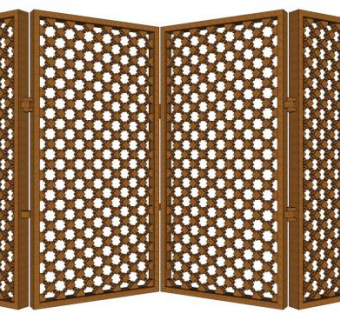 木质屏风su模型下载_sketchup草图大师SKP模型