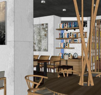 咖啡书吧su模型下载_sketchup草图大师SKP模型