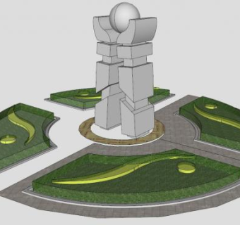 校园雕塑su模型下载_sketchup草图大师SKP模型