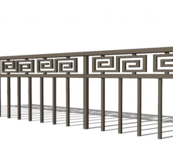 新中式铁艺栏杆su模型下载_sketchup草图大师SKP模型