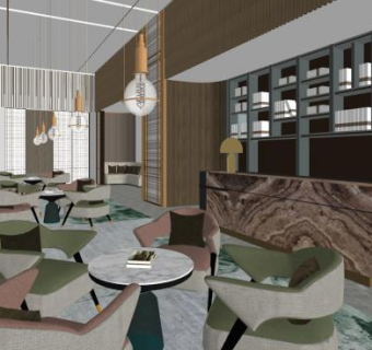 现代简约书吧SU模型下载_sketchup草图大师SKP模型