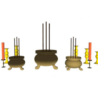 中式香炉圆鼎SU模型下载_sketchup草图大师SKP模型