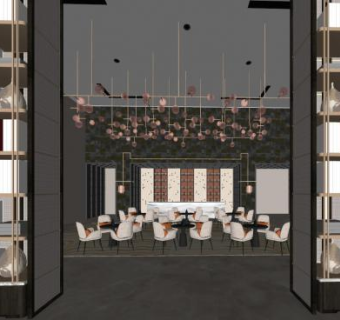 现代轻奢书吧SU模型下载_sketchup草图大师SKP模型