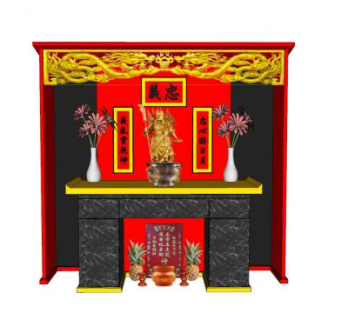 中式武圣关公尊像SU模型下载_sketchup草图大师SKP模型