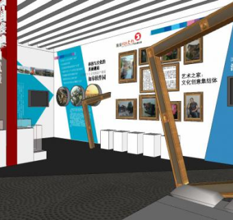 现代红木雕刻展厅SU模型下载_sketchup草图大师SKP模型