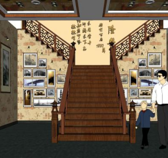 中式展厅设计SU模型下载_sketchup草图大师SKP模型