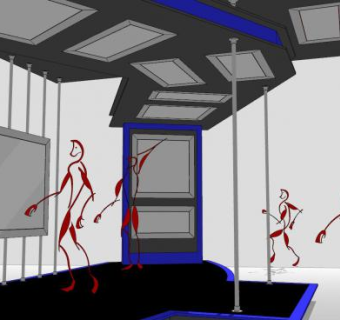 现代抽象人物展厅SU模型下载_sketchup草图大师SKP模型