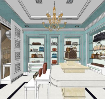 欧式名包专卖店SU模型下载_sketchup草图大师SKP模型