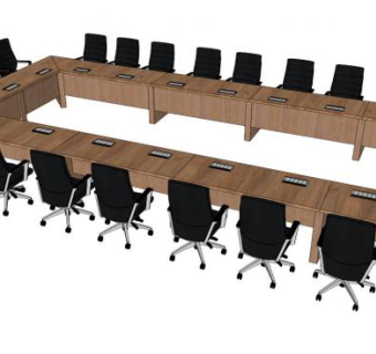 回型会议桌su模型下载_sketchup草图大师SKP模型